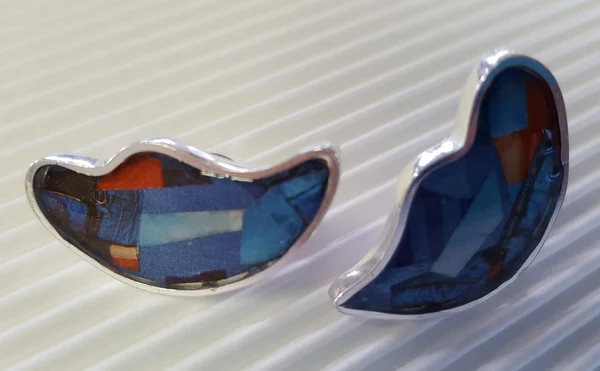 Oorbellen zilver met giethars