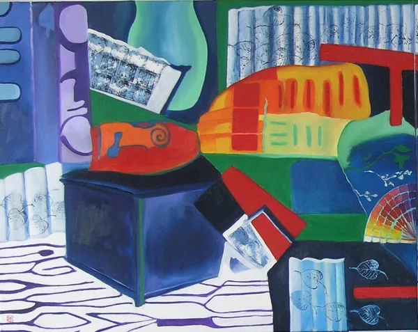 Ieder de helft (tweeluik), 2012. Bij de overdracht van een meubelzaak aan twee zoons: voor elke zoon een